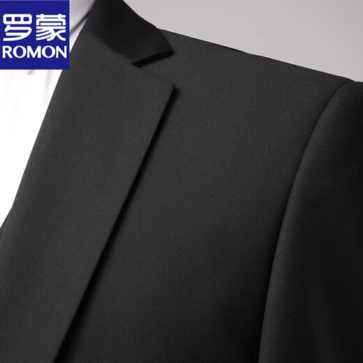 ROMON Men's Suit Slim Jacket Small Suit Business Suit Student Work Interview Professional Wear Black Two Button Single Suit 185 Recommended 150-165 Jin Jin equals 0.5 kg