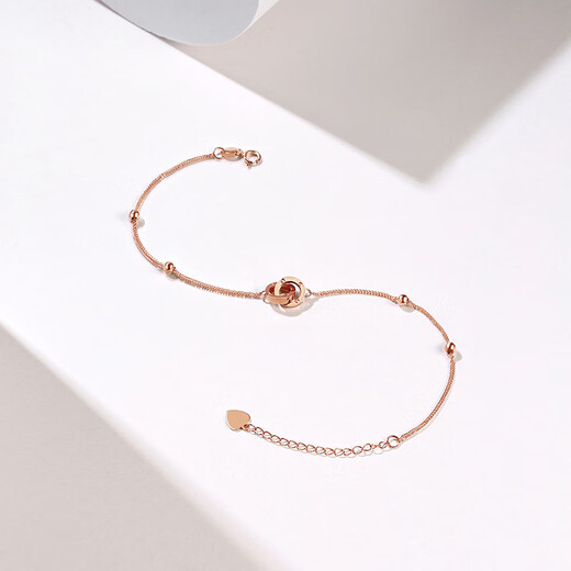 Saturday Fortune (ZLF) 18K Gold Bracelet Interlocking Series Rose Gold Simple Double Ring Color Gold Bracelet T Yellow-16cm+2.5cm