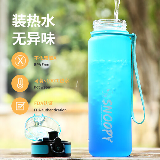 Snoopy (SNOOPY) children's water cup summer portable large-capacity drop-proof and leak-proof drinking cup for male and female primary school students one-click direct drinking cup blue
