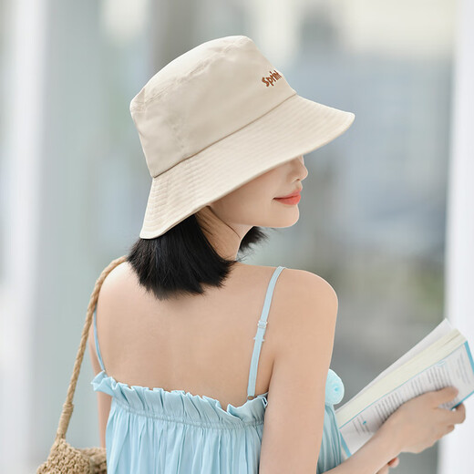 Siggi sun protection hat women's spring and summer sun hat outdoor anti-UV pure versatile basin hat fisherman hat khaki