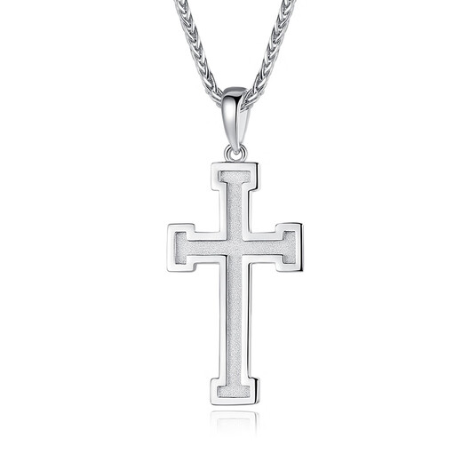TTMIX platinum pendant for men platinum pt950 cross frosted pendant with anti-slip design on the back 5.1-5.3g + leather cord