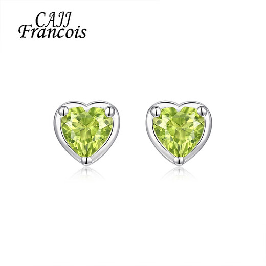 CAJJ Francois 0.53 carat peridot love earrings earrings, natural jewelry colored gems, 925 silver inlaid with gemstones, peridot heart-shaped earrings