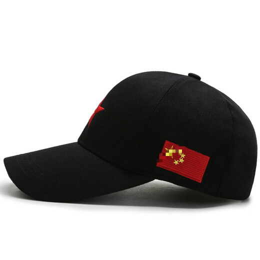 Yilan Aoxue five-pointed star red flag men's trendy embroidered peaked cap red star hat women's spring and autumn versatile baseball cap five-pointed star black adjustable