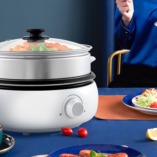 
Galanz multi-function electric heater with steamer, split electric hot pot, electric cooking pot, non-stick double-ring energy-concentration heating 3.4L 12003Z, steamer