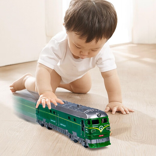 Chisen New Children's Toy Car Car 1-3 Jahre alte Trägheitszug Grüne Zug Alte Zug der Hochgeschwindigkeits-Zug-U-Bahn-Jungen von 2 Jahren 4 Jahren 4 Jahre Altersrestiell, stillschweigende lichtgrüne Lokomotive G1717-2 2 Bausteine + Schraubendreher