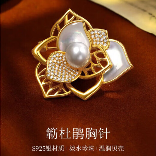 Haikai brooch, women's pearl brooch, luxury jewelry, Valentine's Day birthday gift for wife, girlfriend, mother-in-law, daughter, bougainvillea pearl brooch