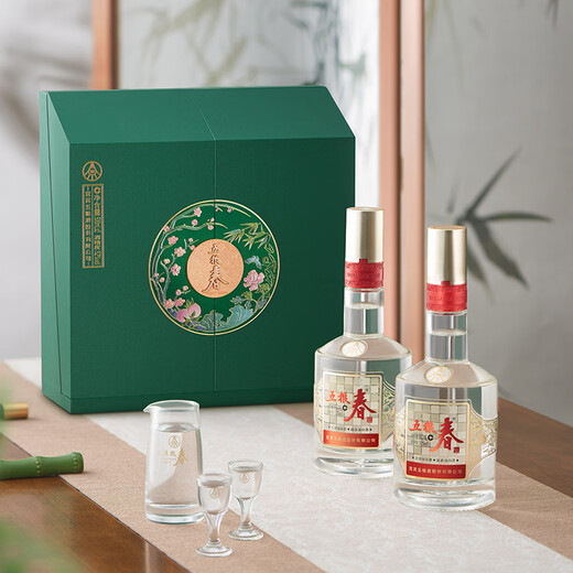 Wuliangye Co., Ltd. Wuliangchun Segunda generación Jingcui Fengya Box de regalo 52 grados Fragancia fuerte Vino blanco 500ml*2 botellas Box Pack