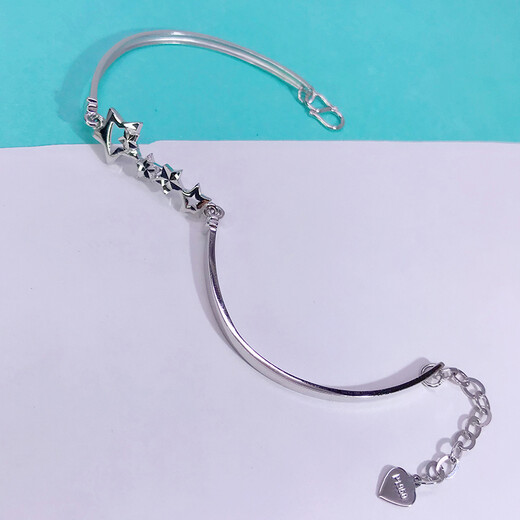 Heye Jewelry Pt950 Women's Platinum Gypsophila Bracelet Bracelet Chain Bracelet Women's Five-Pointed Star Platinum Bracelet Platinum 7.23g Length 16cm plus adjustment chain