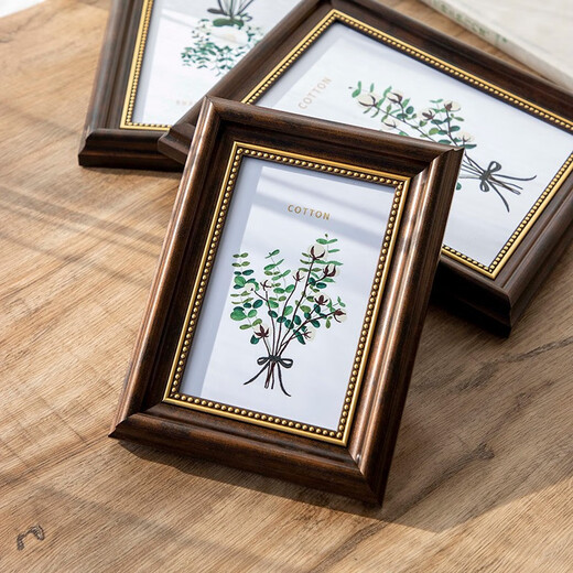 Impression Space American photo frame table 6 inches 7 inches 8 inches 10 12 inches A4 retro photo frame wall-mounted children's photo rack custom size retro coffee 6 inches (dual-purpose hanging pendulum) inner diameter 10.2*15.2