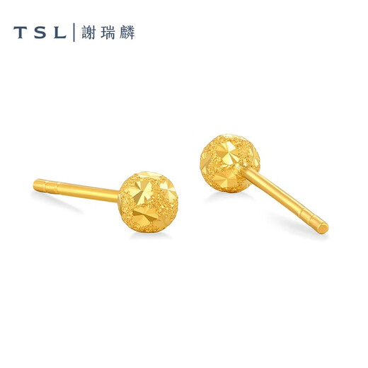 Xie Ruilin (TSL) Gold Earrings Pure Gold 5G Simple Frosted Earrings Women's Gift XM104 0.7g Labor Cost 220 Yuan