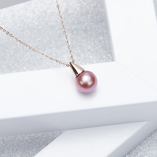 Muchin 18k gold design small conical freshwater pearl pendant high gloss freshwater pearl fashion 18k gold-rose gold/white pearl