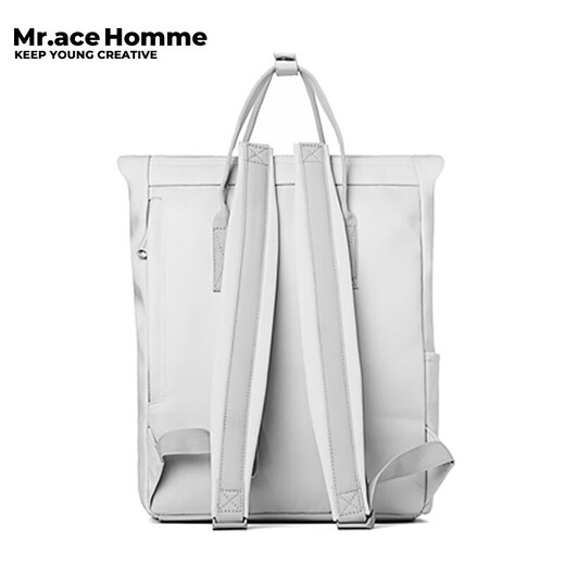 Mr.ace Homme纯色书包女大学生韩版日系ins双肩包防泼水旅行背包男 灰白漆