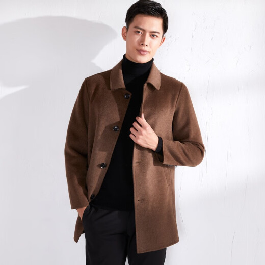 Mushi Herbst- und Winter doppelseitiger Wollmantel für Männer 100% reiner Wollmantel für Männer Feste Farbe vielseitiger Männer äußerer Verschleiß zy3013m1 schwarz 3xl