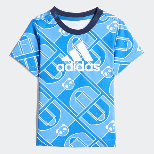 adidas Adidas 2020 summer Adidas baby clothing baby boy short-sleeved sports suit FM9765 blue A104/recommended height 104cm
