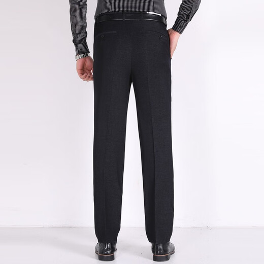 
Liangxin Eslite trousers men's autumn and winter thick style, no ironing, anti-wrinkle drooping casual suit pants middle-aged and elderly high waist loose straight trousers 687 dark gray without folding style 36 waist 2 feet 8