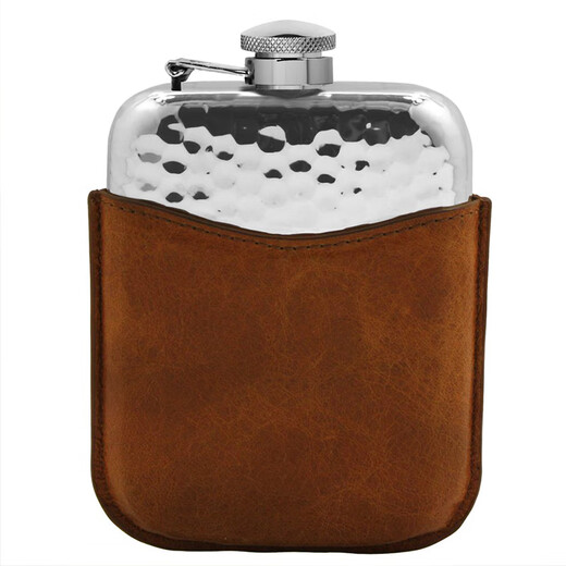 EPCSE British imported tin hammer-printed wine bottle (including leather case) portable outdoor business gift handmade tinware