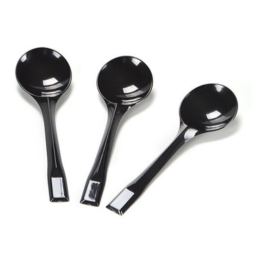 Shenfu disposable single package thickened gray long-handled plastic spoon rice spoon dessert spoon western tableware table spoon single package 100 large golden turtle spoon