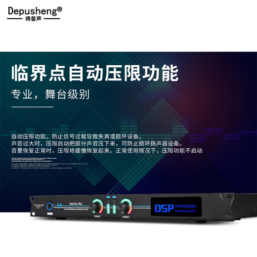 Depusheng D2.2 professional fully automatic anti-howling wireless microphone digital feedback suppression conference microphone frequency shifter stage processor two-in and two-out professional frequency shifter
