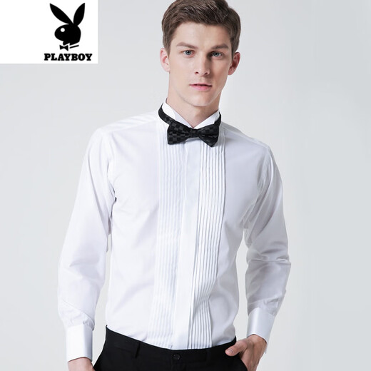 
Pierre cardin spring and summer men's dress French shirt bow tie shirt swallow collar groom best man wedding lining white 41