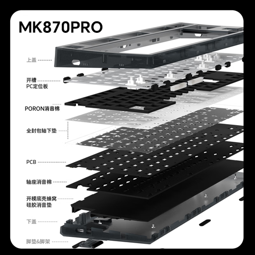 Belly Spirit MK870Pro Bluetooth/2.4g/verdrahtete Tastatur Einzelmodus/Drei-Modus Customized Mechanical Keyboard E-Sports Games Zhengke Keyboard Hot-Swap RGB Light PBT Three Mode Pearl White-Purple Qi Donglai Zhengke Mx Ice Front Silber Achse