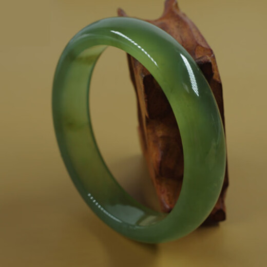 嘉屹 岫玉手镯A货绿色扁条老坑冰种镯子180绿女款饰品 w719 58mm