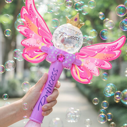 Bubble Fairy Magic Wand Children's Bubble Machine Toy with Luminous Effect Internet Celebrity Bubble Machine Electric Bubble Wand Toy Bubble Maker Fully Automatic Bubble Blowing Toy Set Birthday Gift Pink Magic Wand (High Energy Battery + Screwdriver + Bubble Liquid 5 Packs)