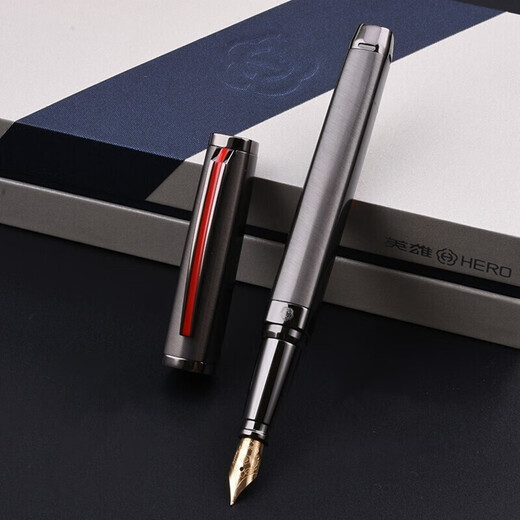 HERO fountain pen 12K/14K/18K gold nib high-end gift box set fashionable business men's gift holiday gift free engraving 18K business full metal gray