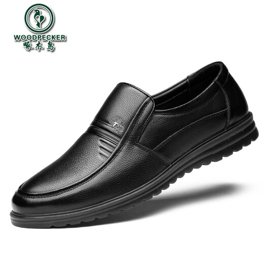 Zapatos de cuero de pájaros carpinteros zapatos para hombres de cuero genuino nuevo estilo formal ropa formal y otoño negocios transpirable casual anti-slip medias y ancianos zapatos de papá negros 7029 modelo 45 de cuero estándar talla