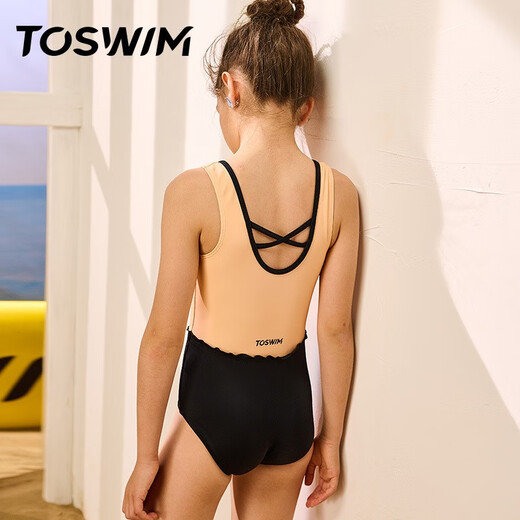 TOSWIM children's swimsuit girls one-piece medium and large children's swimsuit quick-drying sun protection summer new style Dinosaur Knight 140CM