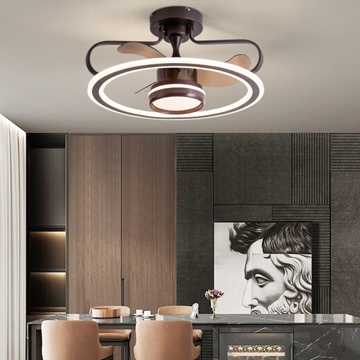 Benlanu Fan Lights Ceiling Fan Lights Living Room Household Simple Modern Fan Lights Restaurant Ceiling Integrated Pendant with Electric Fan 1283A White Ceiling Model + Change Light