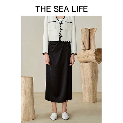 
THE SEA LIFE skirt for women Ou Hai Yisheng skirt spring slit temperament small fragrance style skirt XC15265 Black Mage M