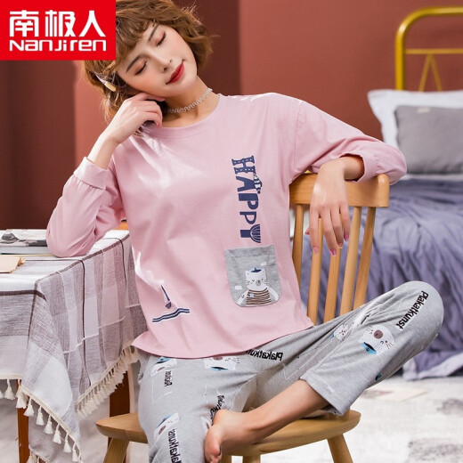 Antarctic pajamas women's cotton casual pullover comfortable pattern long-sleeved home wear women's pajamas smooth sailing L