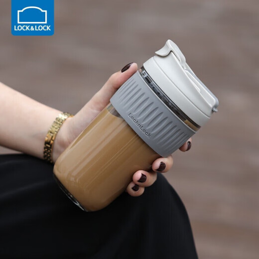 Lock and Lock (LOCK/LOCK) coffee glass cup for male and female students, portable straw cup, handy water cup 500ML gray LLG699GRY