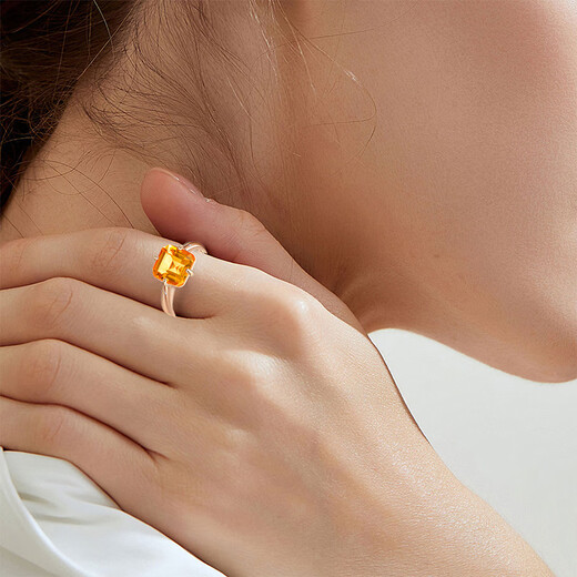 JOLEE ring women's S925 silver fashion simple light luxury citrine colorful treasure ring jewelry gift for women one thing and one certificate