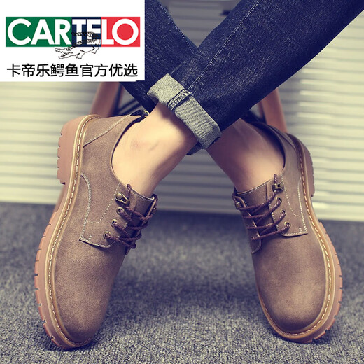 卡帝乐鳄鱼（CARTELO）工装靴子男夏季英伦大头马丁靴户外低帮复古男靴百搭男休闲鞋 韩酷-9901黑色 39