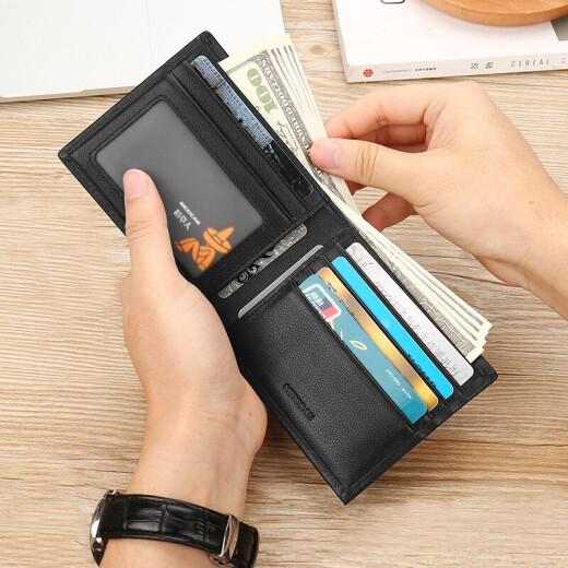 Scarecrow men's wallet short top layer cowhide leather two fold wallet wallet wallet silver bag change card bag Father's Day gift for dad
