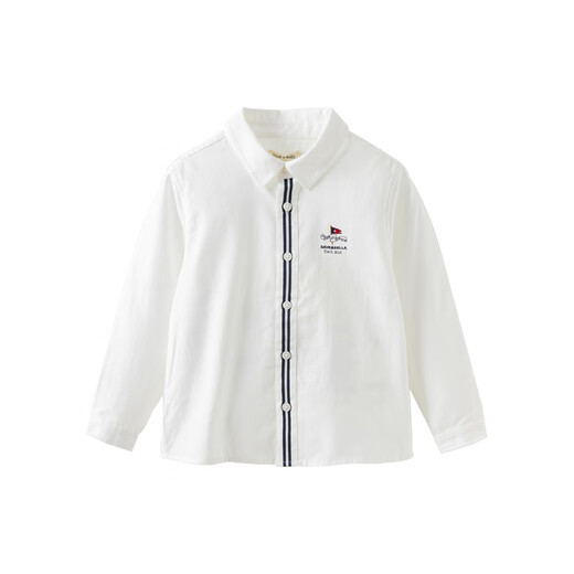 DAVE&BELLA spring new style boys' long-sleeved shirts, gentlemen's children's shirts, medium and large children's tops, children's clothing, children's clothes, white, in stock, 140 cm (recommended height 130-140cm) cm (recommended height 130-140cm)