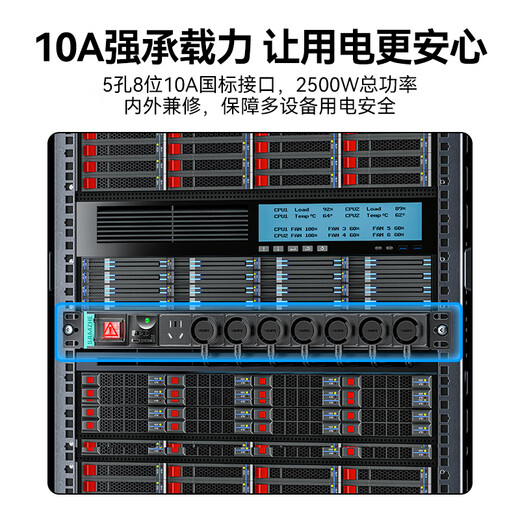 Shanze PDU desktop gaming cabinet, lightning protection socket, plug strip/row strip/strip board/wiring board/pull cord board/long socket, 8-bit total control line length 1.8 meters SZ-PDU06