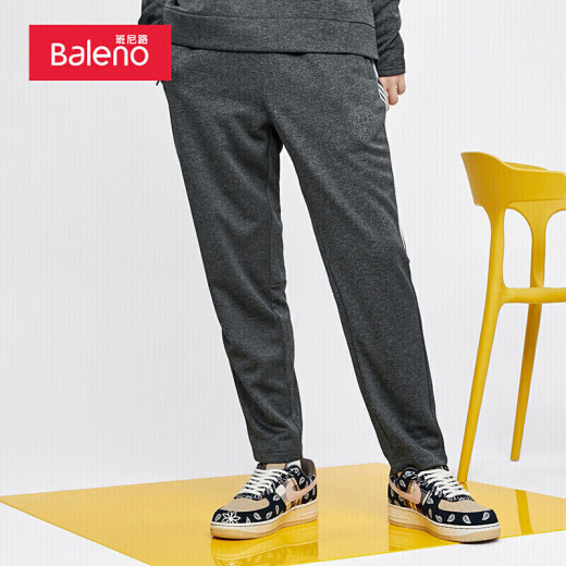 Baleno sweatpants men's casual side webbing stamp knitted pants E34 gray L