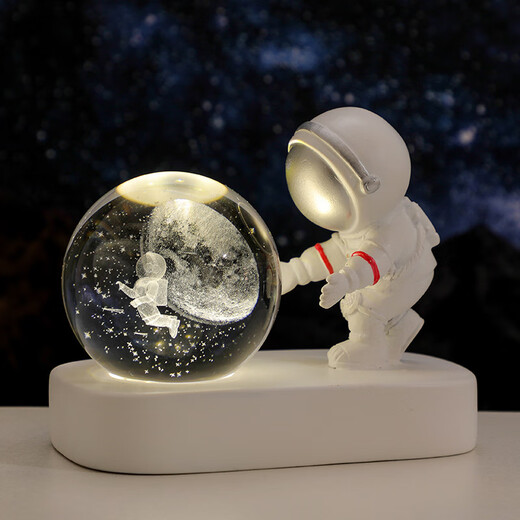 Fascini Astronaut Night Light Little Prince Crystal Ball Luminous Base Desktop Ornament Birthday Gift Beloved Astronaut - Starry Sky Gift Box