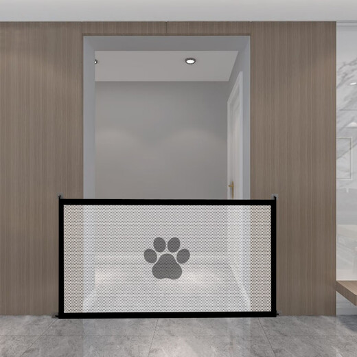 
Gudong Bear Stairway Guardrail Door Bar Children's Safety Door Bar Pet Door Indoor Fence Safety Door Barrier Higher Protection Cat Guard Net Small 110*78cm [Black Bear Footprints]