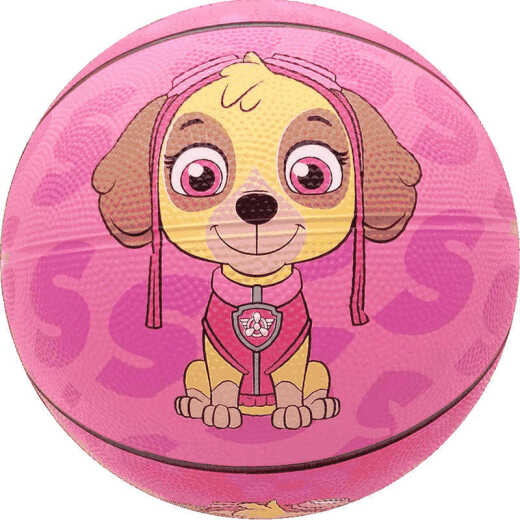 Ai Enze Paw Team children's basketball toy racket rubber ball with pump Tiantian No. 5 pink