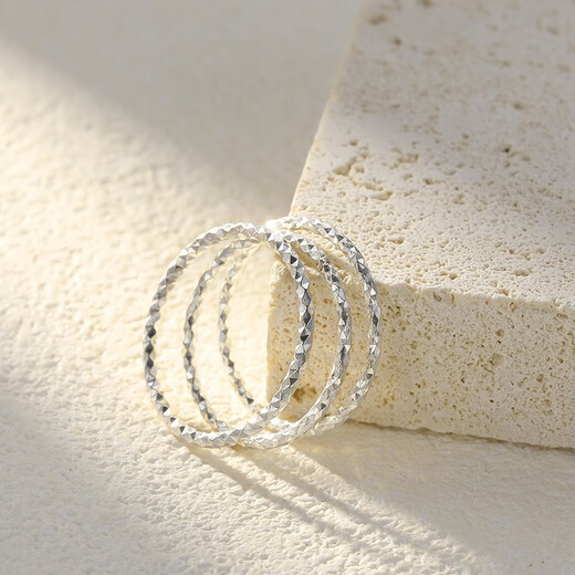 Su Shiliu 999 solid silver baby's breath ring for girls, fashionable plain index finger ring, closed rhombus single tail ring, birthday gift, US size 7 (diameter 1.8cm)