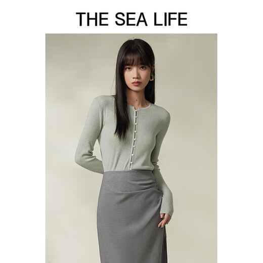 THE SEA LIFE Ou Hai Yisheng 24 spring and summer sweater looks slim and thin slim commuting base shirt X15738 Glacier Gray M