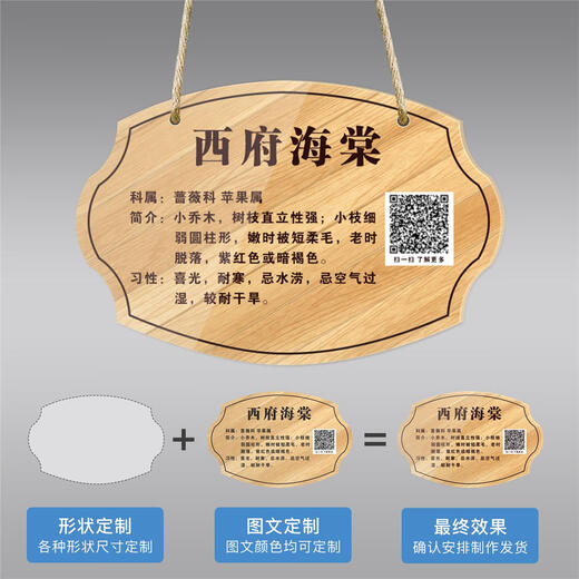 Customized acrylic tree sign, school park nameplate, flower, fruit tree sign, tree introduction, courtyard B&B SP-08 10x15cm