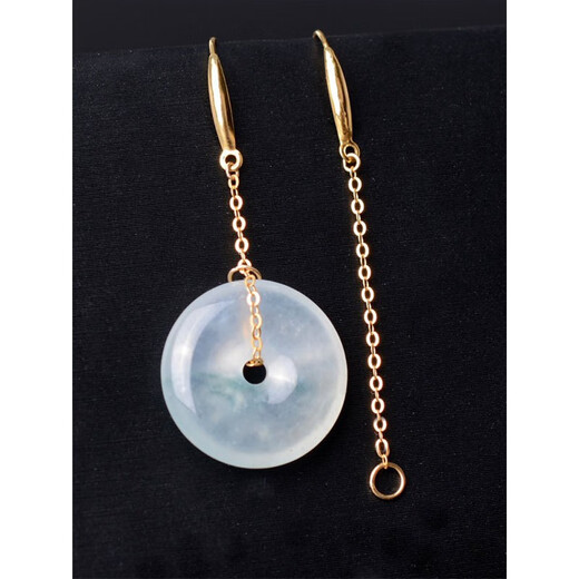 Guran 18k gold universal ear hook small safe buckle long jade earrings jade empty support diy accessories color gold homemade earrings C type 3.8 cm - durable version - please note the color