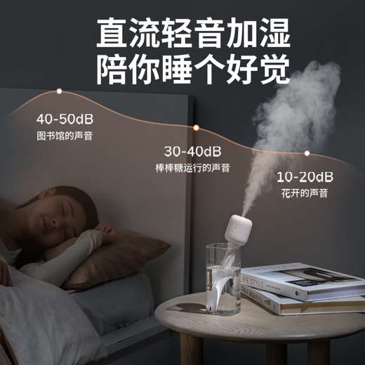 Jisu Humidifier Mini Bedroom Baby Home Dormitory Portable Small Wireless Air Low Noise Bedside Compact Hydration Office Desktop USB Car Aromatherapy Large Capacity Humidification 1100 mAh Wireless Use + Large Mist Volume + 2 Filters
