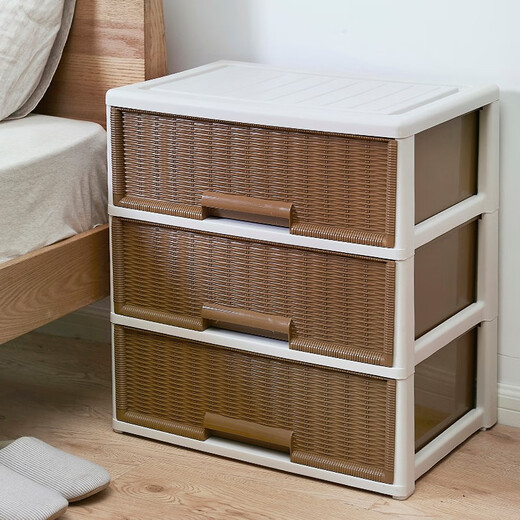 Interaktive Weltraumschubladen Aufbewahrungsbox Imitation Rattan Garderobe Transparent Aufbewahrungsbox Kleidung Unterwäsche Home Schlafsaal Kunststoff Finishing Box Lagerschrank 9716 Großgröße 2 Etagen Breite 56,8 Tiefe 39 Höhe 42