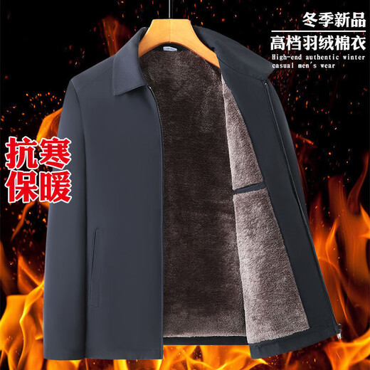 ACLOSMIL осенне-зимняя мужская одежда на хлопковом подкладке для среднего и пожилого возраста, лацкан папы среднего и пожилого возраста плюс бархатный утолщенный жакет однотонное дедушкиное пальто, темно-синий 190