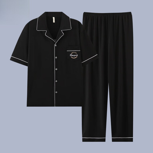 El nuevo pijama masculino de Catman, los pantalones de verano de verano de algodón de manga corta de manga corta para adolescentes, pueden usar trajes de ropa para el hogar G3884 pantalones de manga de color azul l [sugerido 100-120 Jin [Jin equivale a 0.5 kg]]